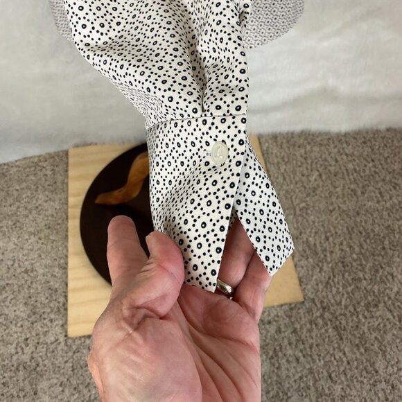 Lafayette 148 Black & White Scottie Dot Print Button Up Shirt Blouse L - Picture 5 of 10